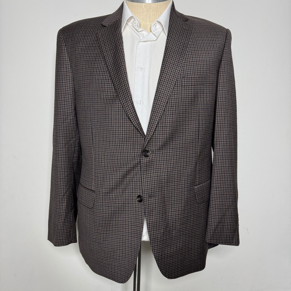 Jos. A. Bank Blazer Brown 44L Check‎ Two Button Sport Coat Jacket